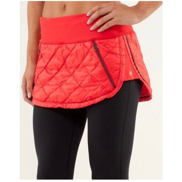 Lululemon Hot Cheeks Skirt Stripe Printed Love Red Heathered Fiery Red sz 4